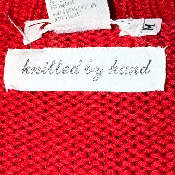 Vintage Talbots Christmas Hand Knit Button Cardigan Sweater Womens M Holiday - Picture 5 of 8